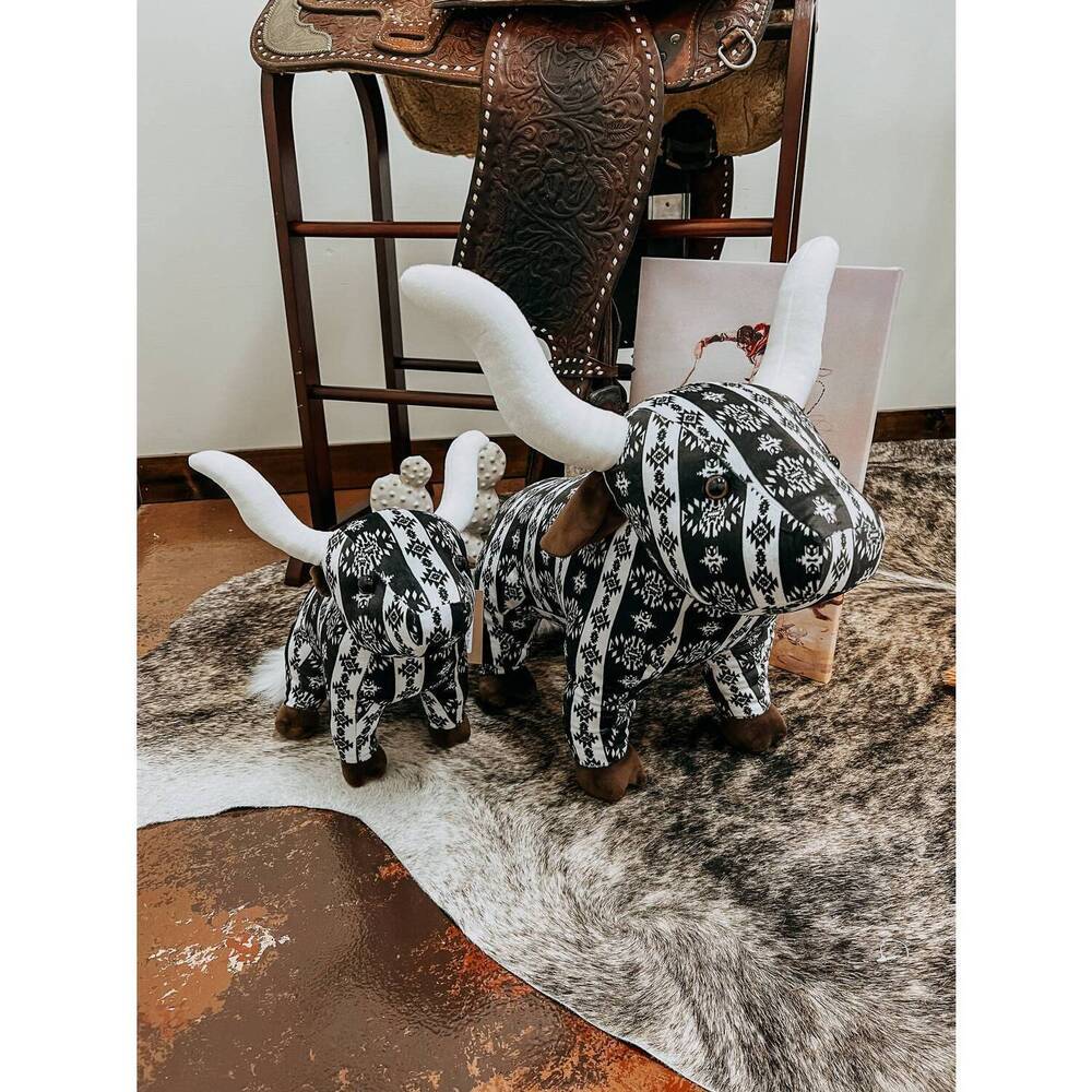 NEW WESTERN LINENS kid's large longhorn plush toy in black